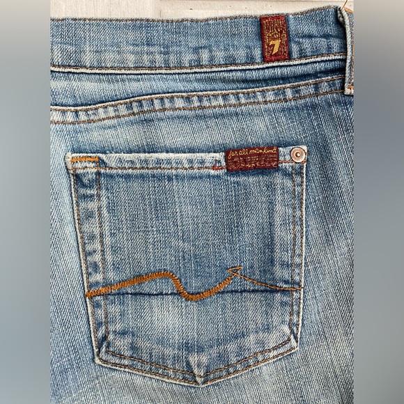 Vintage 7 For All Mankind Size 30 Denim Jeans Flare - Picture 6 of 6